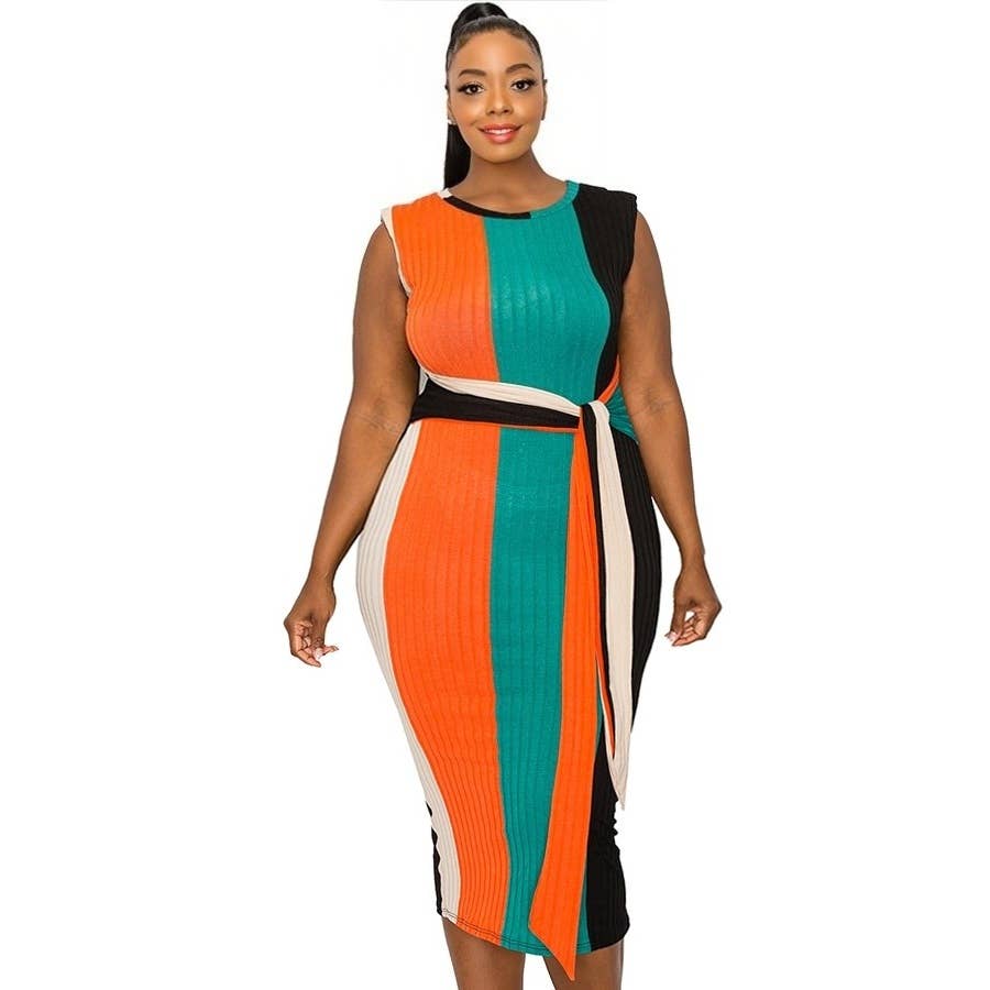 Black Pearl Clothing - Wholesale Dress - Women's - PLUS VIBRANT CURVES RIBBED DRESS3