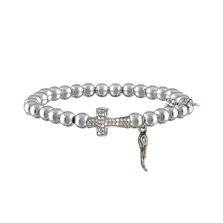 Love, Lisa - Wholesale Charm/Dangle Bracelet - Christine Italian Horn Cornicello Cross Bracelet