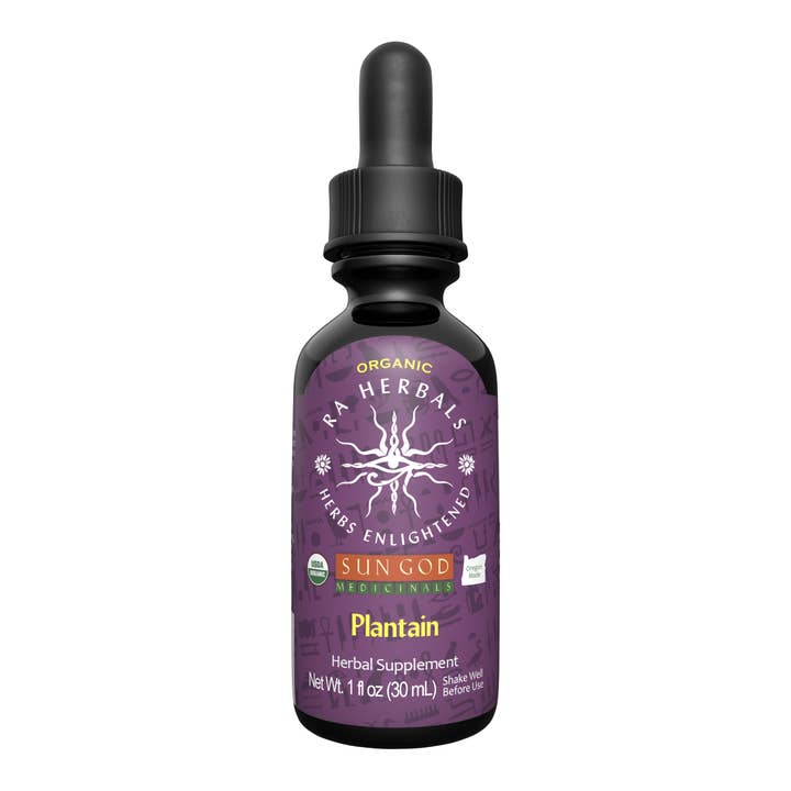 Teinture de plantain bio 1oz pour la vente par Sun God Medicinals
