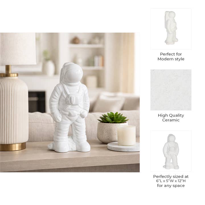 Sagebrook Home - Wholesale Decorative Figurine - Decorative Figurine - White Ceramic Modern Astronaut, 12 in.4
