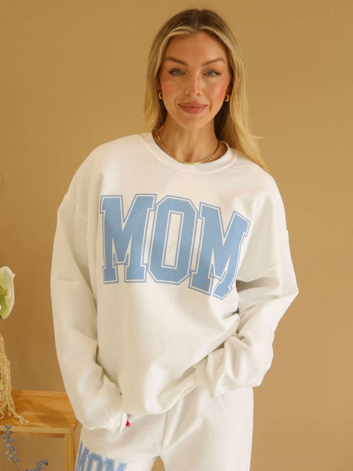 FRIDAY + SATURDAY - Wholesale Graphic Sweatshirt - Women's - F+S: CLASSIC MOM SWEATSHIRT - BLUE