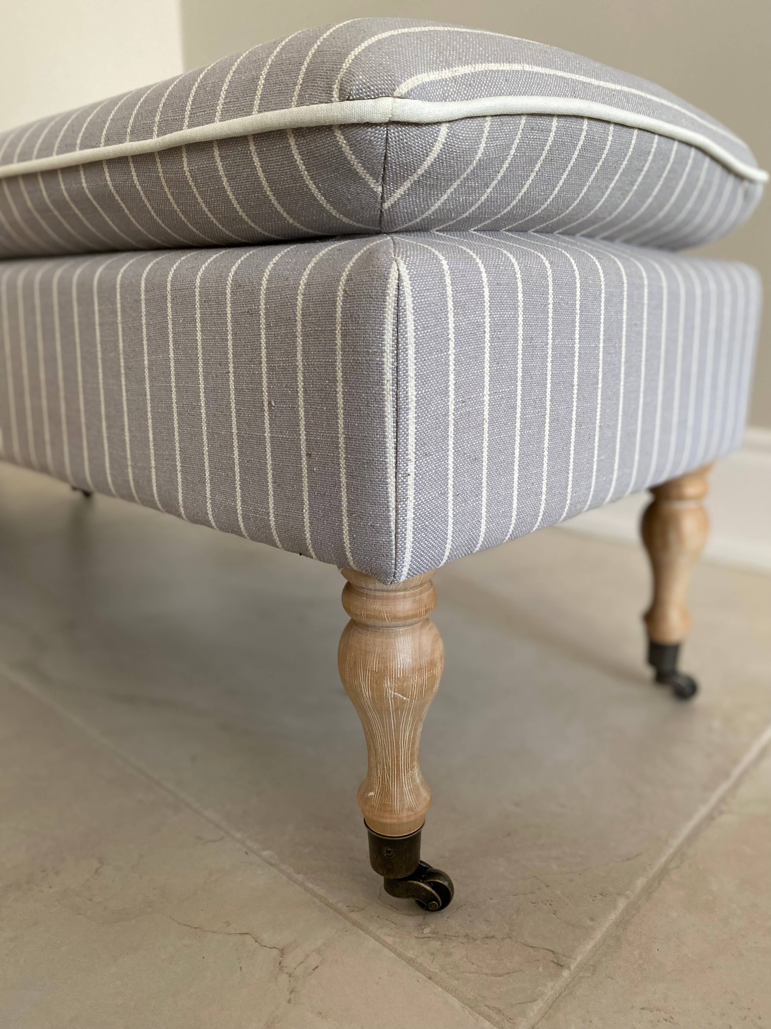 Seat4uhome - Wholesale Bench - Linen Ticking Upholstered Pillowtop 48" Rossini Bench-Gray7