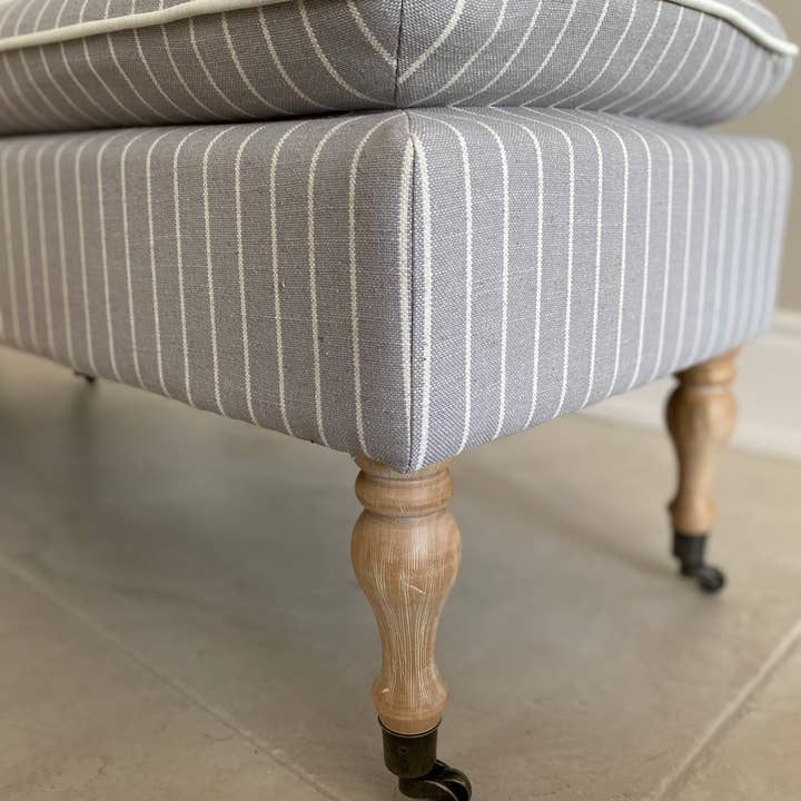 Seat4uhome - Wholesale Bench - Linen Ticking Upholstered Pillowtop 48" Rossini Bench-Gray7