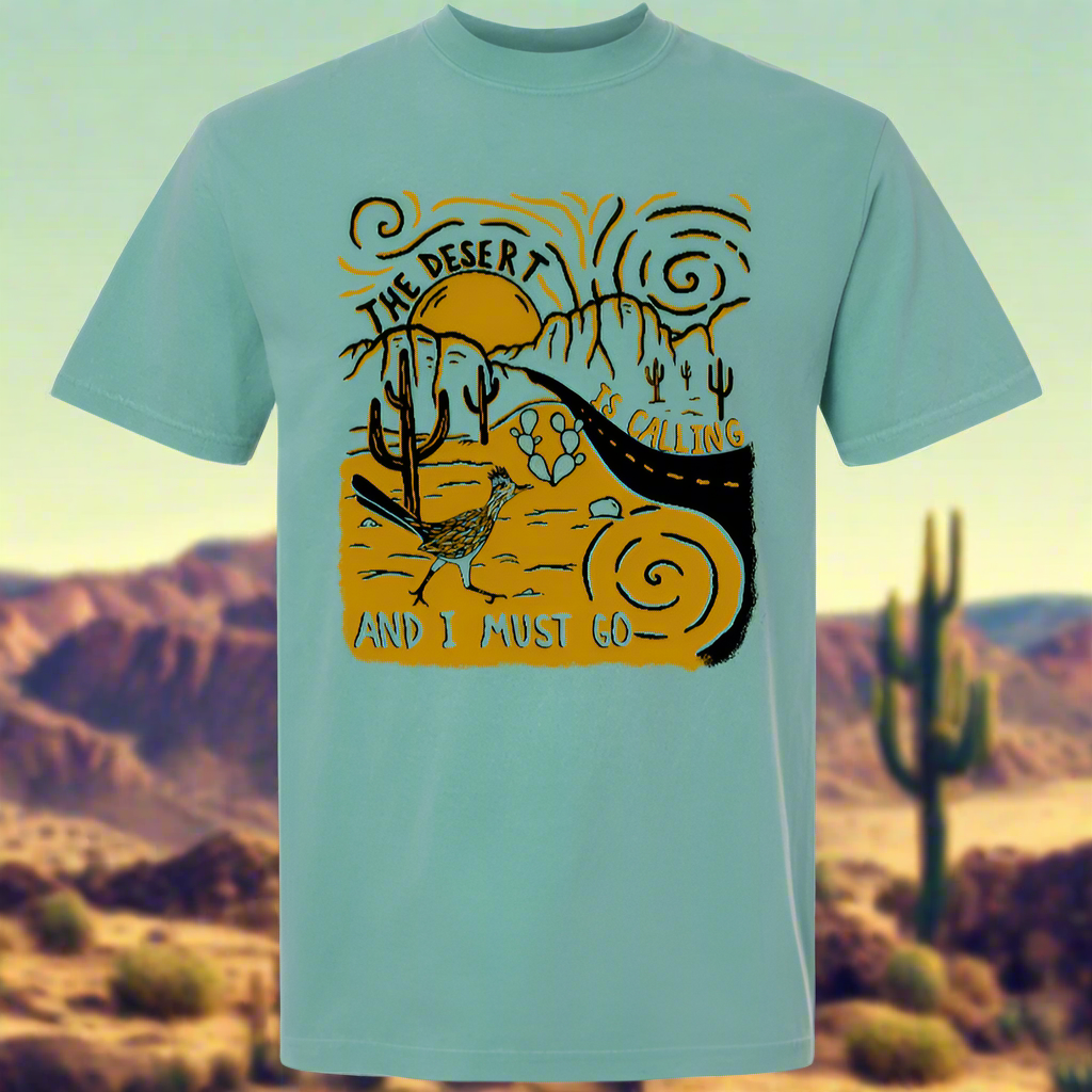 EARTHWILD - Wholesale Screen Printed T-Shirt - Unisex - The Desert is Calling and I Must Go Tee1