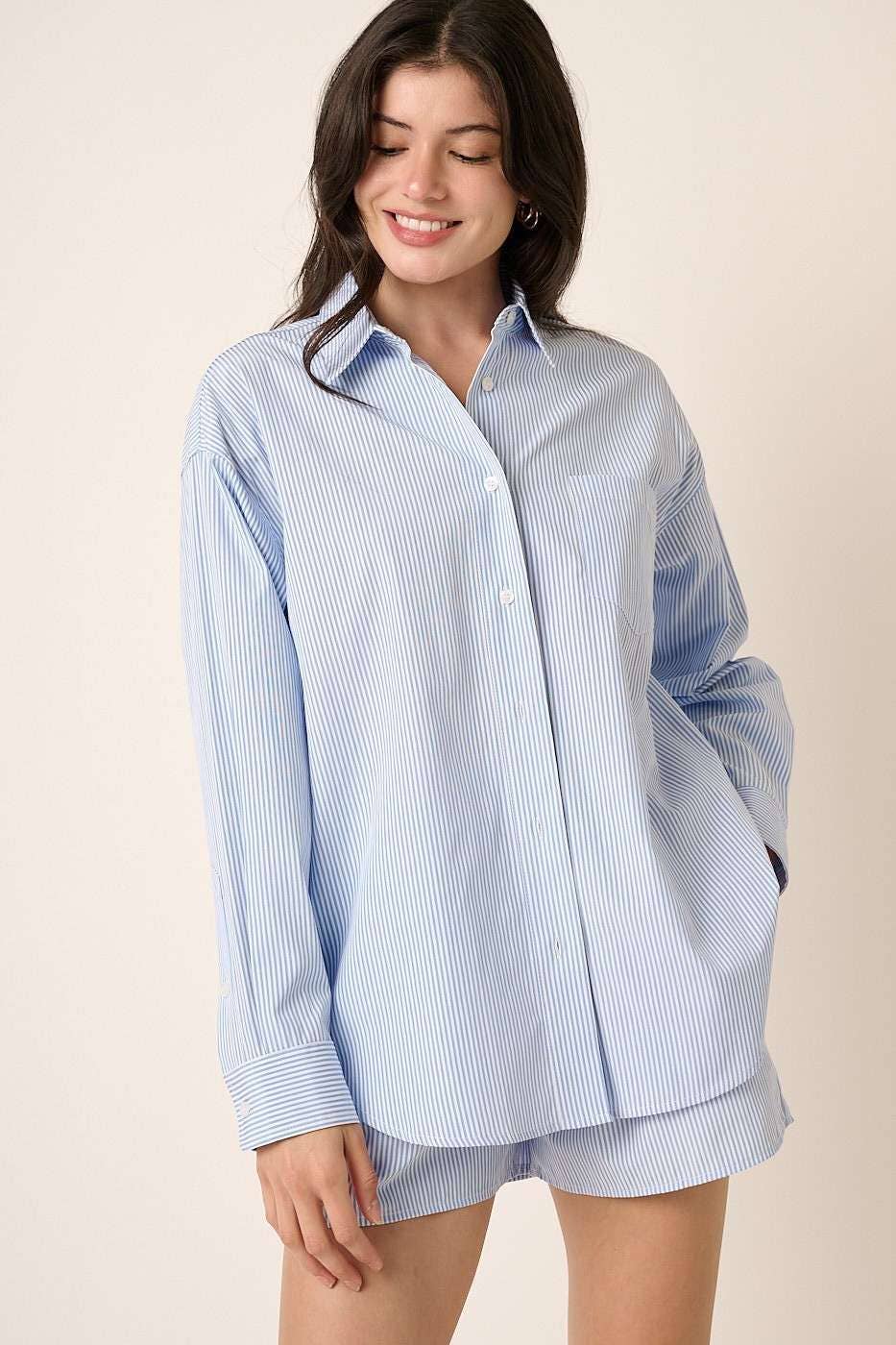 mittoshop - Wholesale Lounge Set - Women's - STRIPED SHIRT AND SHORTS SET8