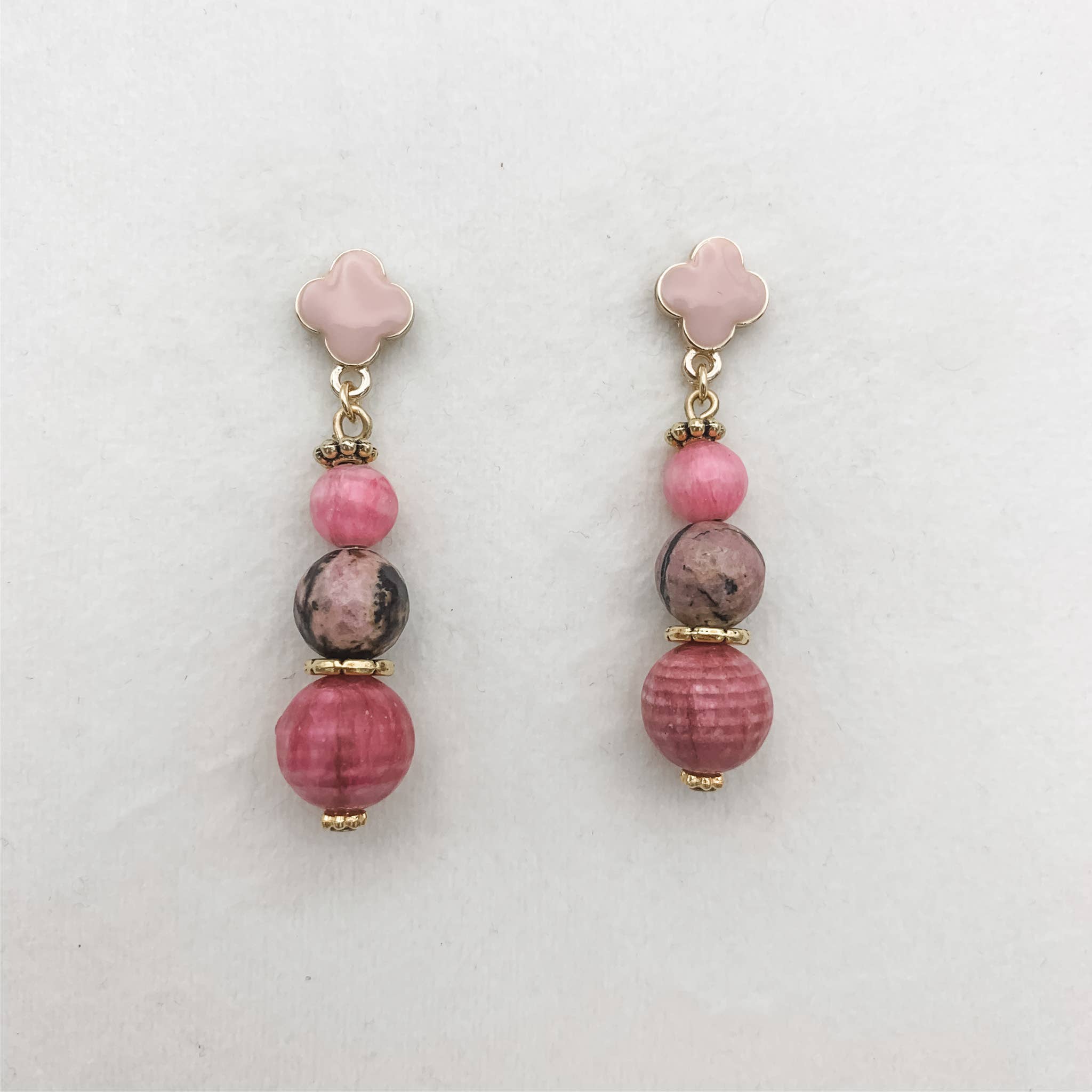Olivia Grace Jewelry - Vente Boucles d'oreilles pendantes - BOUCLES D'OREILLES EN RHODONITE ET RHODOCHROSITE