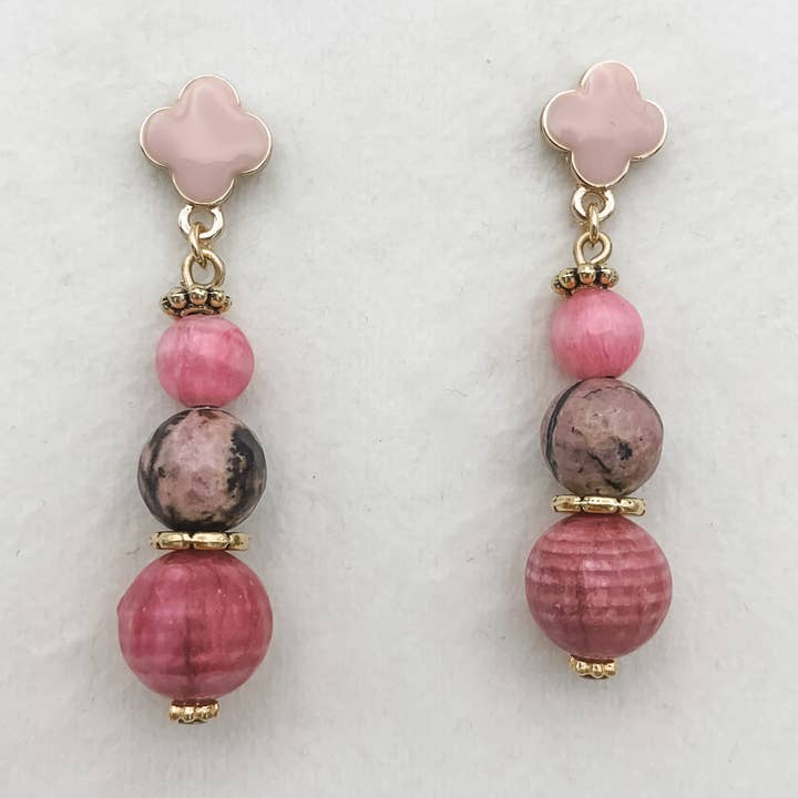 Olivia Grace Jewelry - Vente Boucles d'oreilles pendantes - BOUCLES D'OREILLES EN RHODONITE ET RHODOCHROSITE0