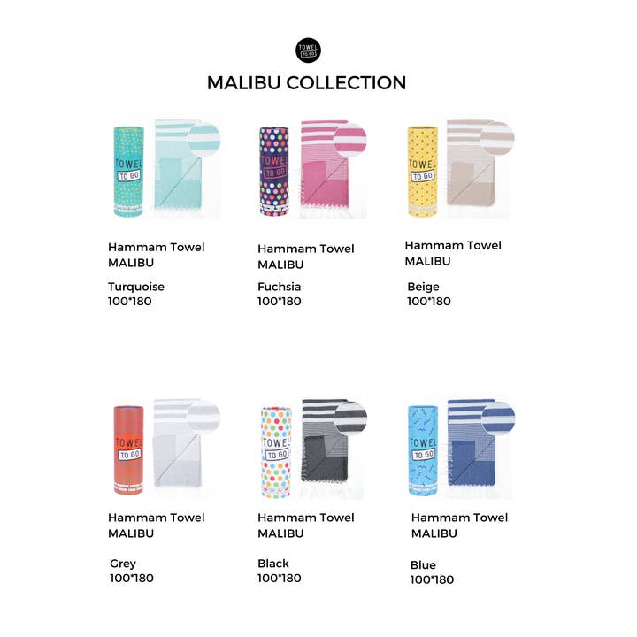 Towel to Go – Großhandel Badetuch – MALIBU Strandtuch, Hamamtuch mit Geschenkverpackung, Blau