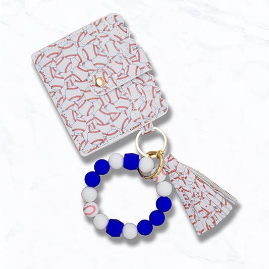 Suzie Q USA - Wholesale Keychain Bracelet - Sport Print Beaded Keychain with Wallet & Tassel0