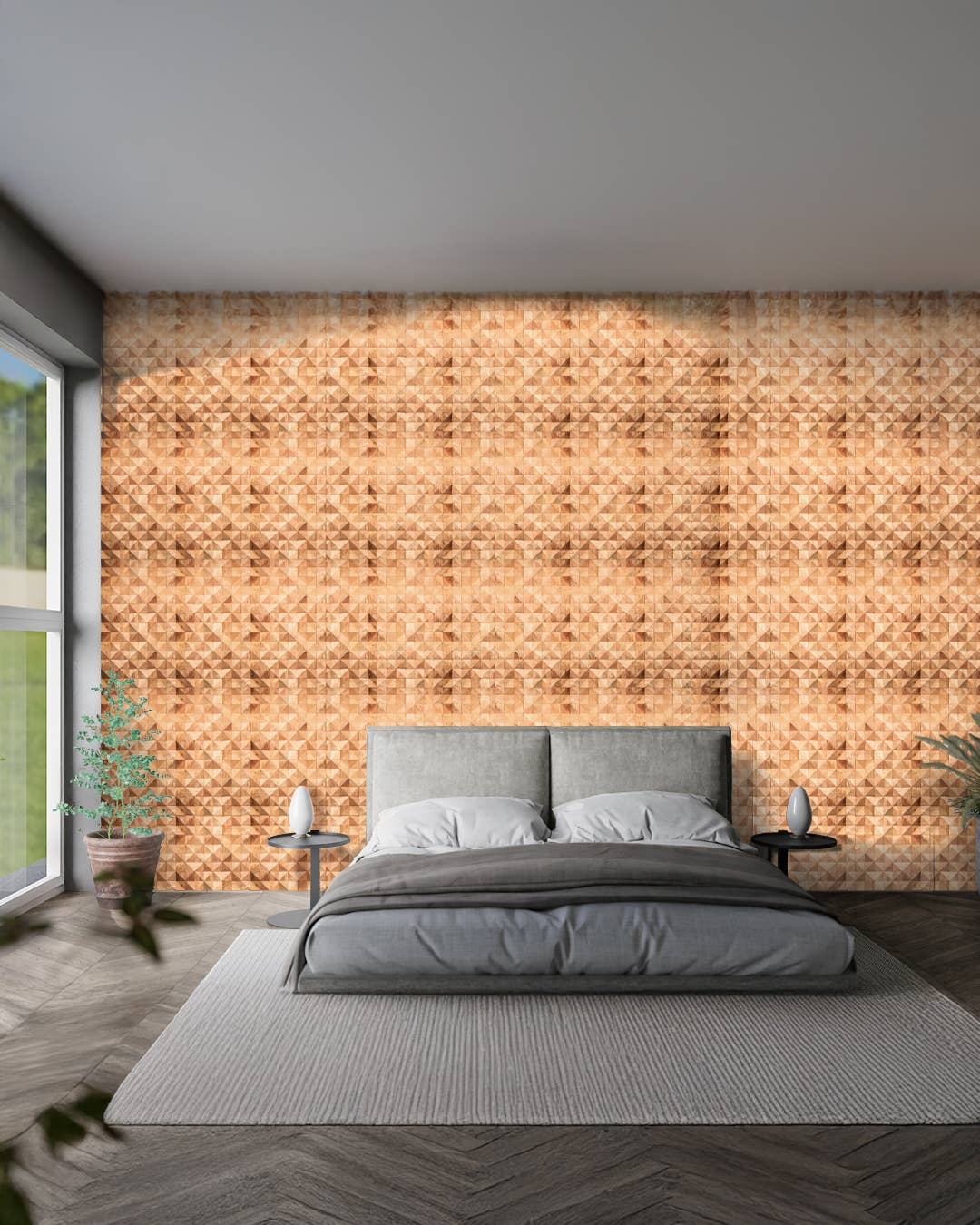 Java Creations - Vendita all'ingrosso Pannelli decorativi - Pannelli da Parete a Piramide in Teak (4 pannelli, 1,44 mq per scatola)0