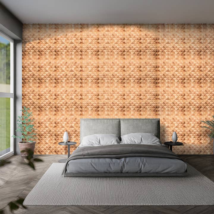 Java Creations - Vendita all'ingrosso Pannelli decorativi - Pannelli da Parete a Piramide in Teak (4 pannelli, 1,44 mq per scatola)0