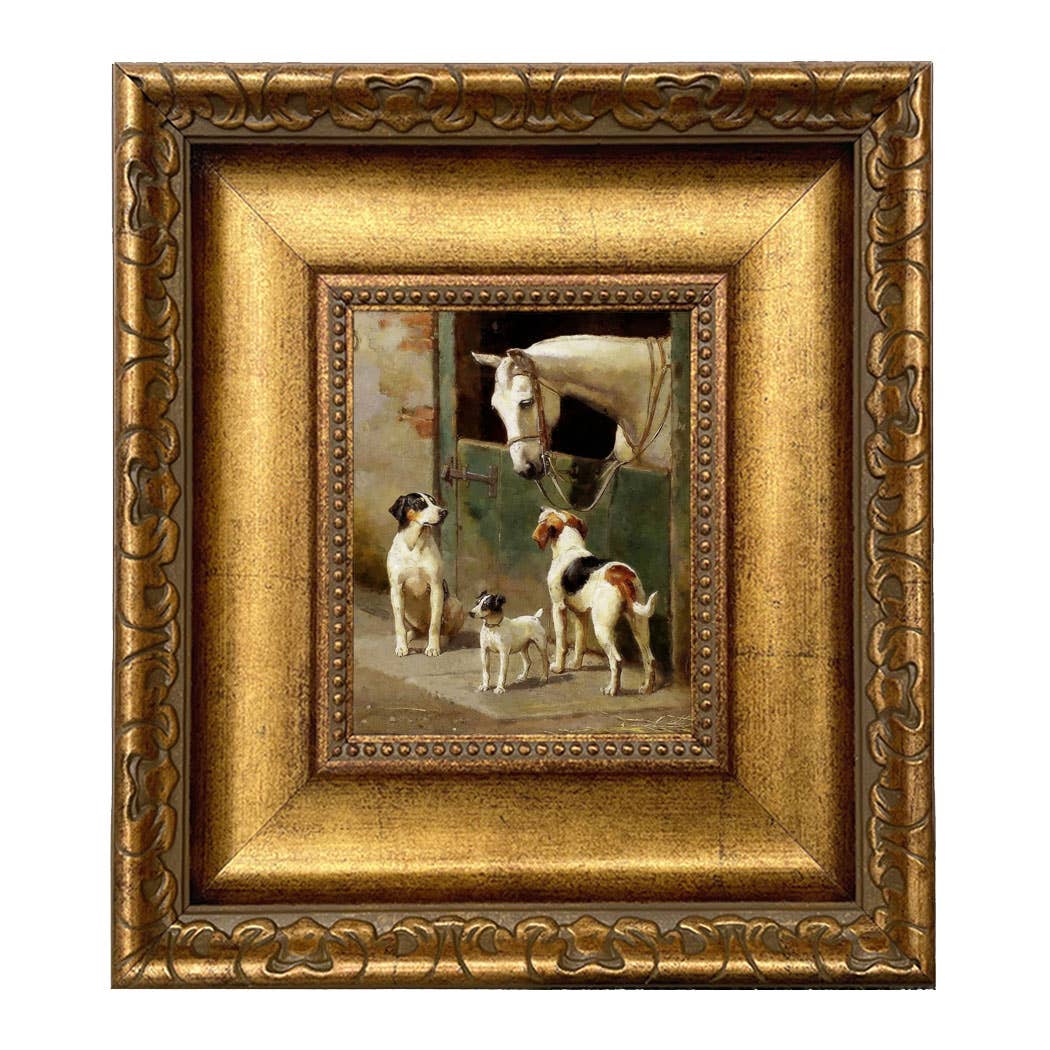 Madison Bay Co. - Historical Home Decor Reproductions - Wholesale Art Print - Dog and Horse at Stable Vintage Painting Print on Canvas30