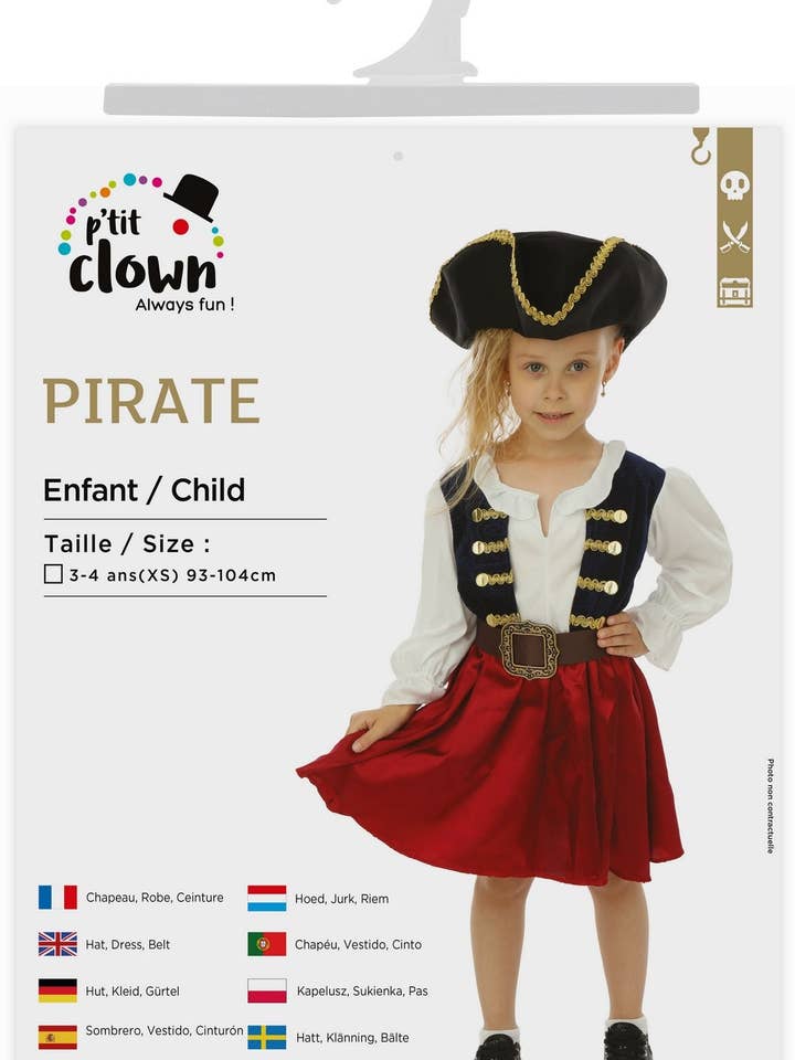Pirate Costume - Blue - Girl Child - 3/4 Years for wholesale by P'tit Clown