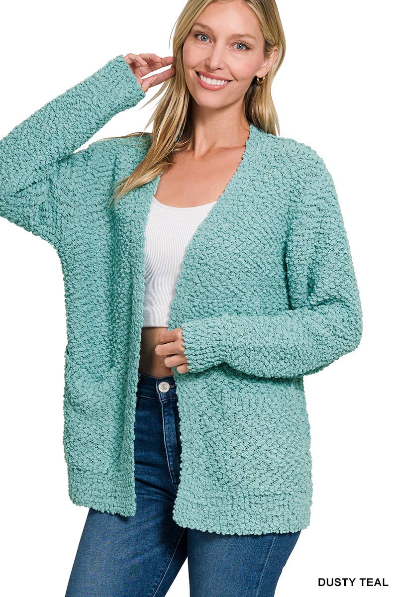 42POPS - Wholesale Cardigan - Women's - Popcorn Sweater Cardigan w/ Pockets8