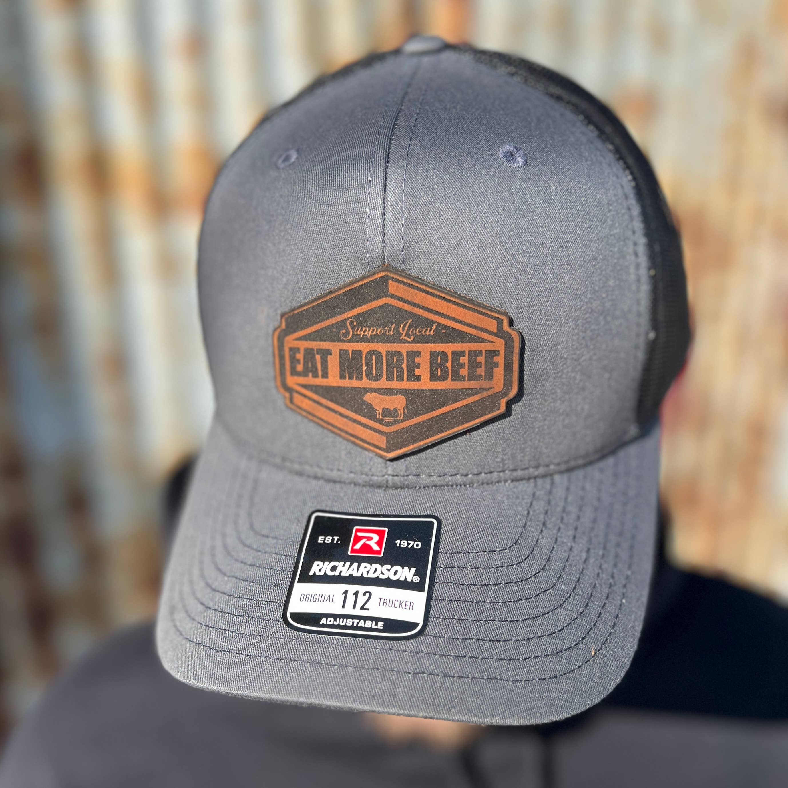 RiOak Design & Hat Co. - Wholesale Baseball Cap - Men's - Eat More Beef Charcoal Grey/Black Richardson 112 2