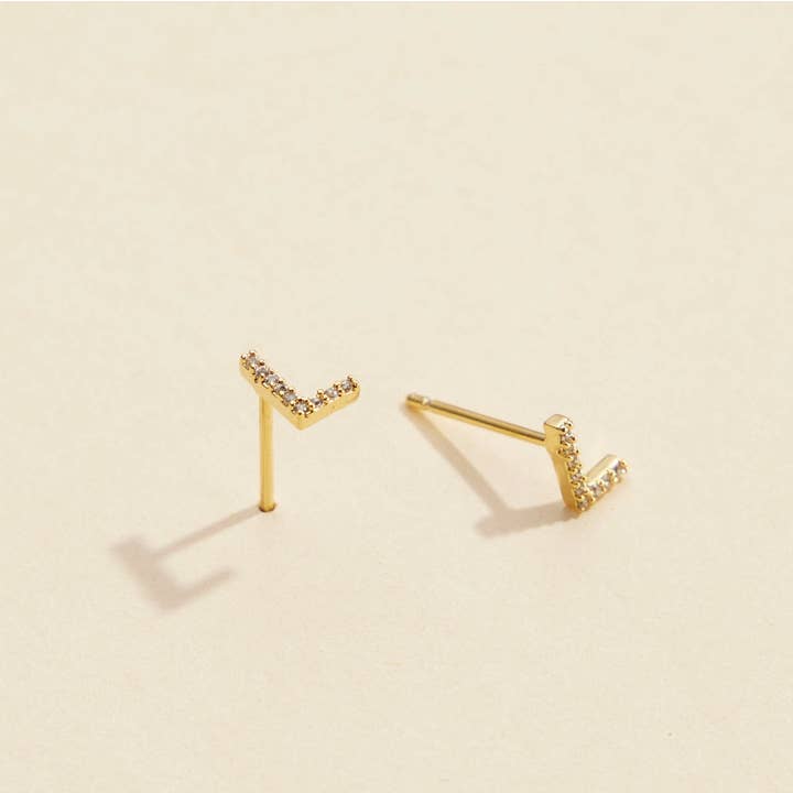 Lilla Haven - Wholesale Stud/Post Earrings - Initial Letter Stud Earrings – 12 Pack Bundle in Gold or Silver15