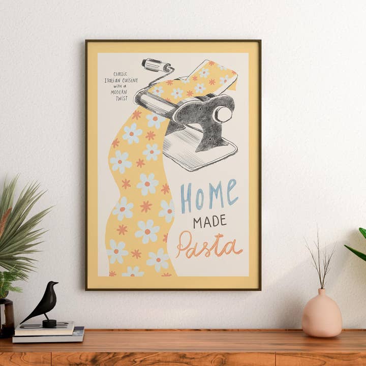 Home Made Pasta Print - Foodie Wall Art - Pasta Night Poster for wholesale by Eclectic Dreams Studio