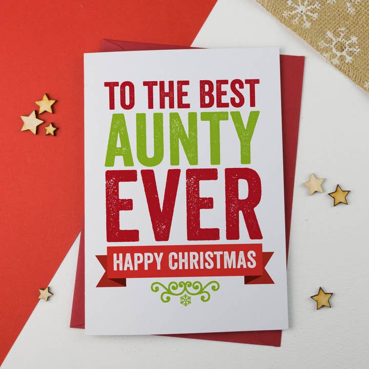 To The Best Aunty Christmas Card for wholesale by A is for Alphabet Ltd