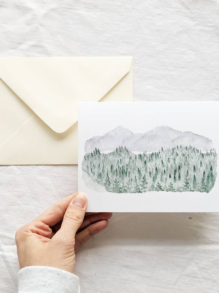 Mountain Trees Greeting Card for wholesale by Tiff's Art Collection
