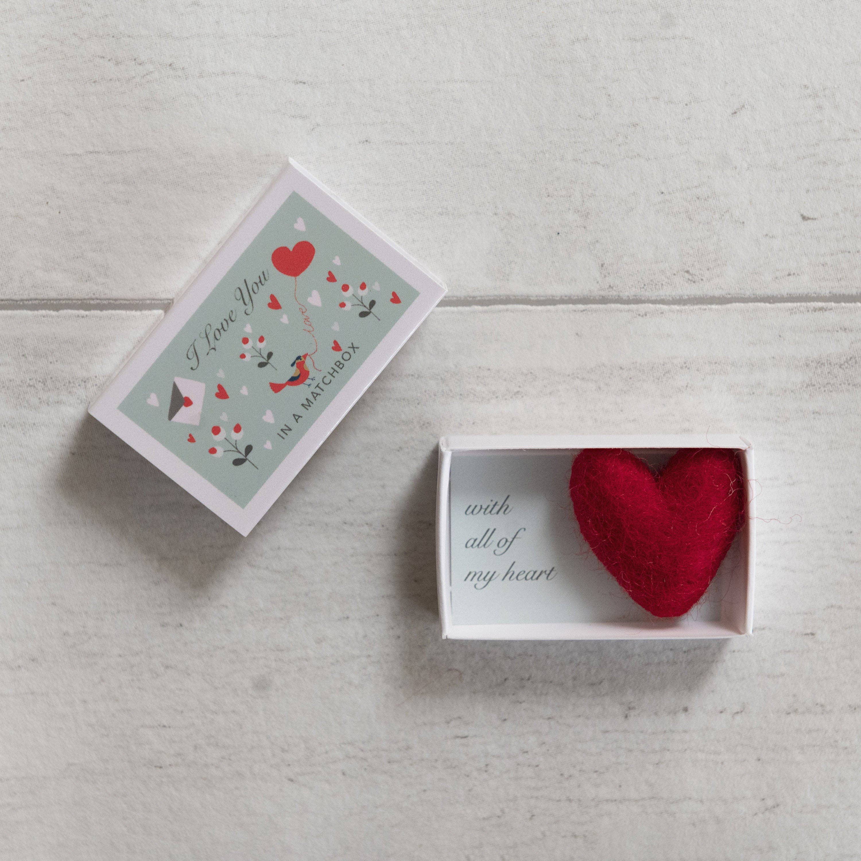 Marvling Bros Ltd - Wholesale Love card - Wool Felt Heart And Love Message In A Matchbox1
