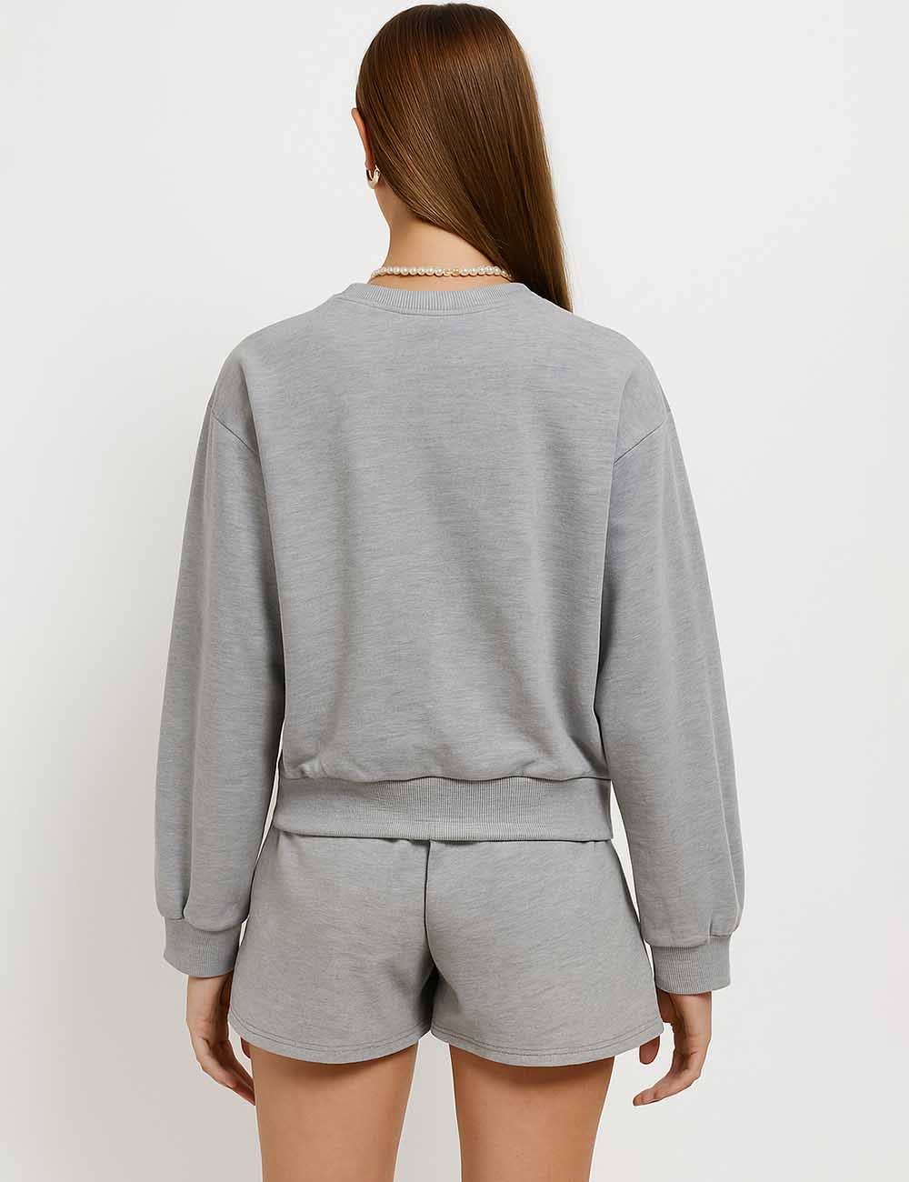 Sweetkama - Wholesale Lounge Set - Women's - Ladies Solid Color Long Sleeves Sweatshirt & Shorts Set14