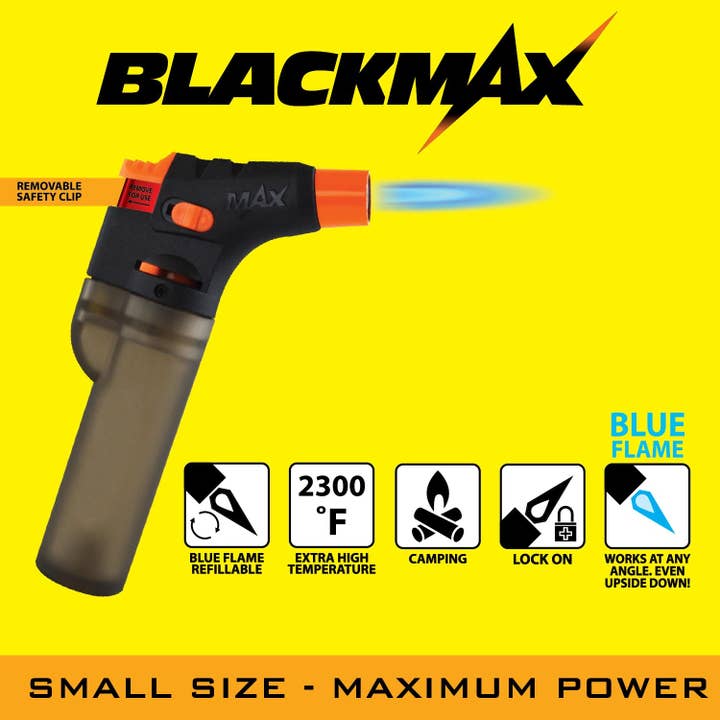 Novelty Brands - Wholesale Lighter - BLACK MAX REFILLABLE TORCH LIGHTER- 10/DISPLAY