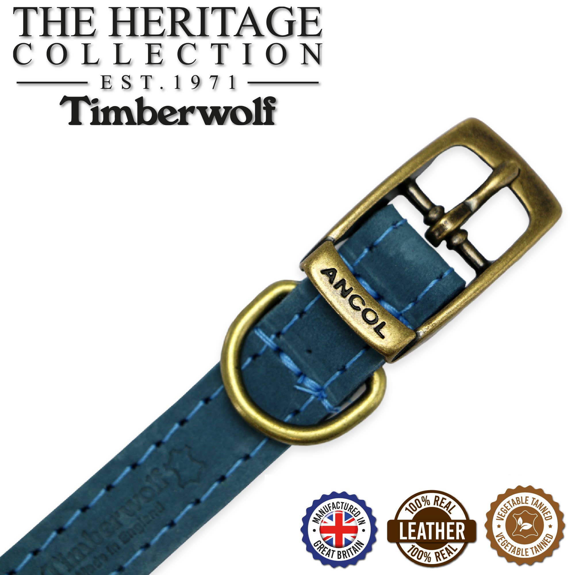Ancol Pet Products Ltd – wholesale Pet collar – Dog – Timberwolf Leather Collar Blue1