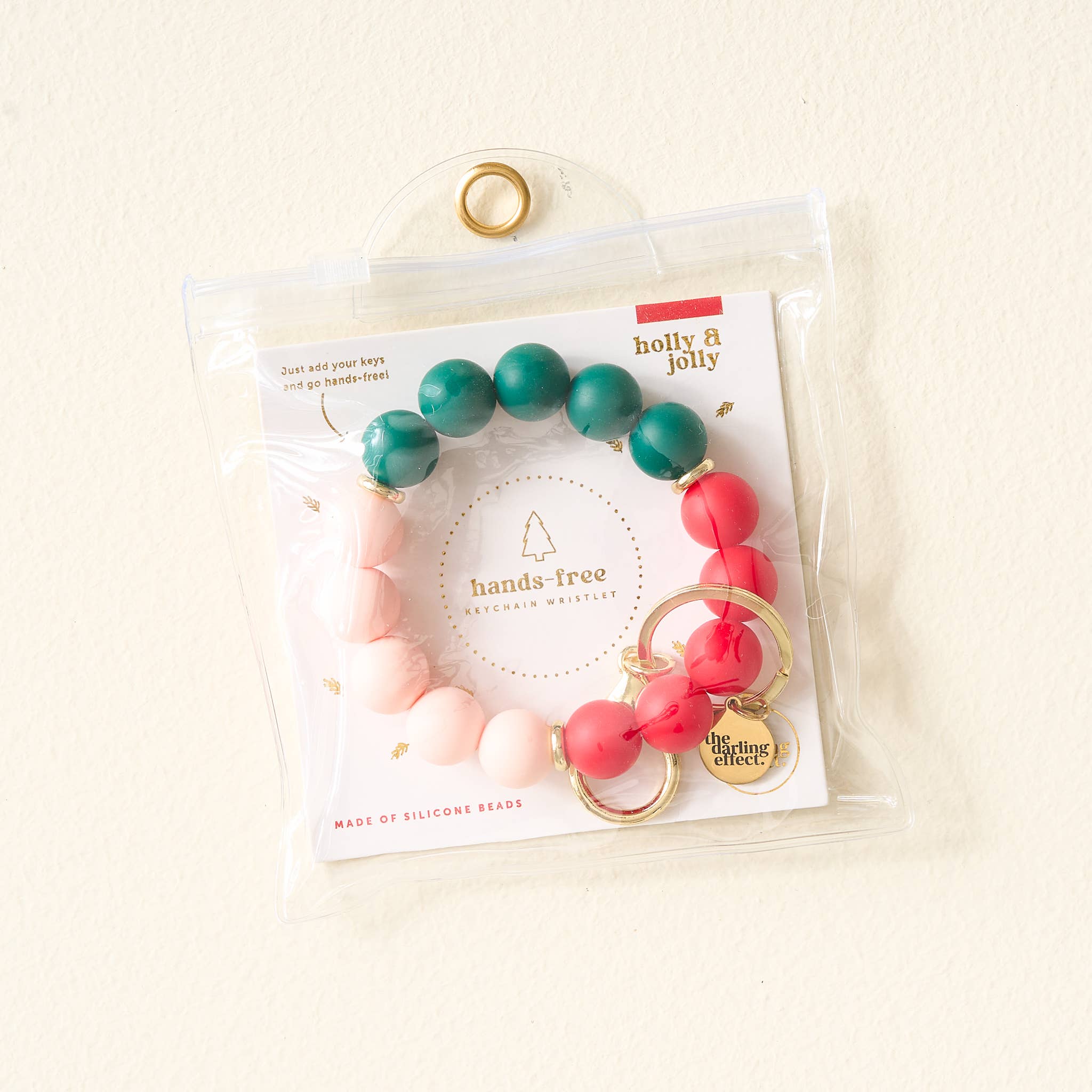 The Darling Effect - Wholesale Keychain Bracelet - Christmas Hands-Free Keychain Wristlet - Holly Jolly1