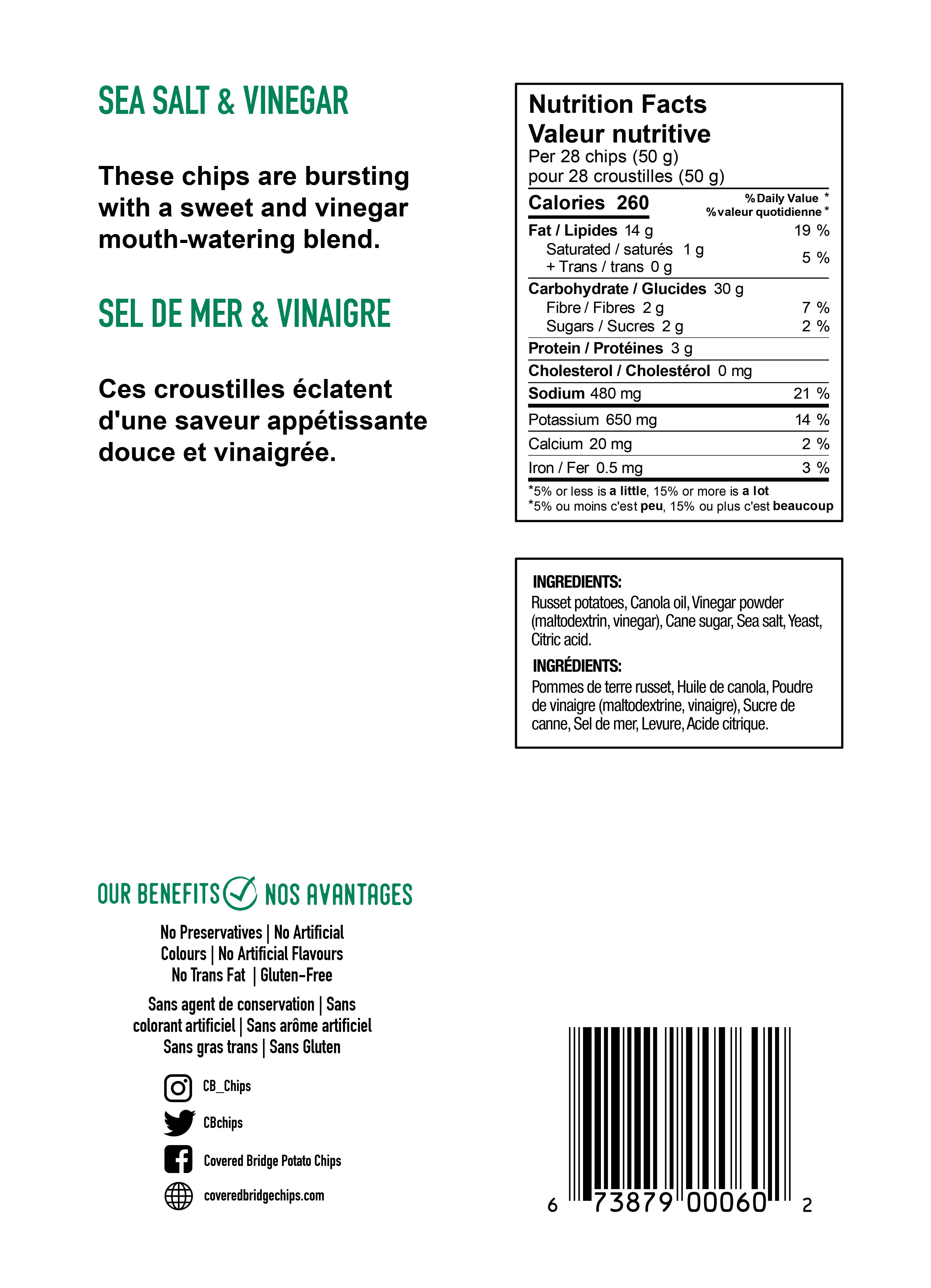 Covered Bridge - Vente Chips - 170g de croustilles de sel et de vinaigre1