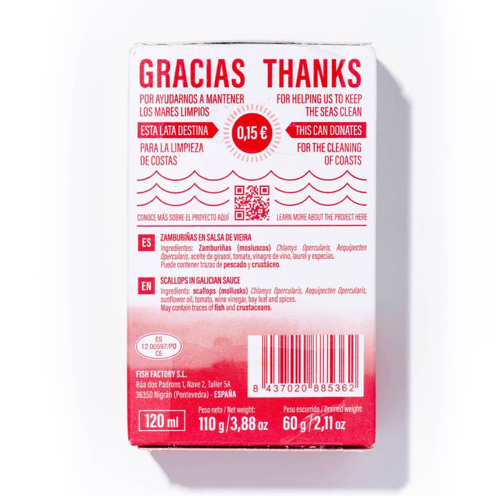 Conservas Luliña - Wholesale Tinned Fish - ZAMBURIÑAS IN GALICIAN SAUCE (SCALLOPS)