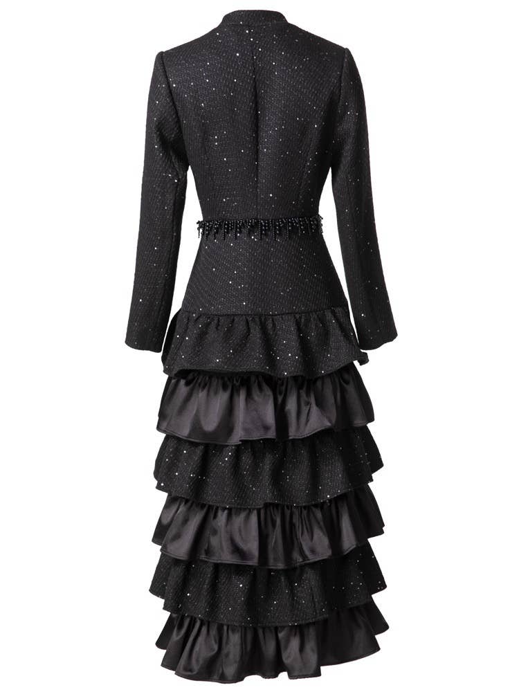 Negro CT110L Rompevientos de Pastel con Volantes y Borlas Hechas a Mano de venta al por mayor en Faire1