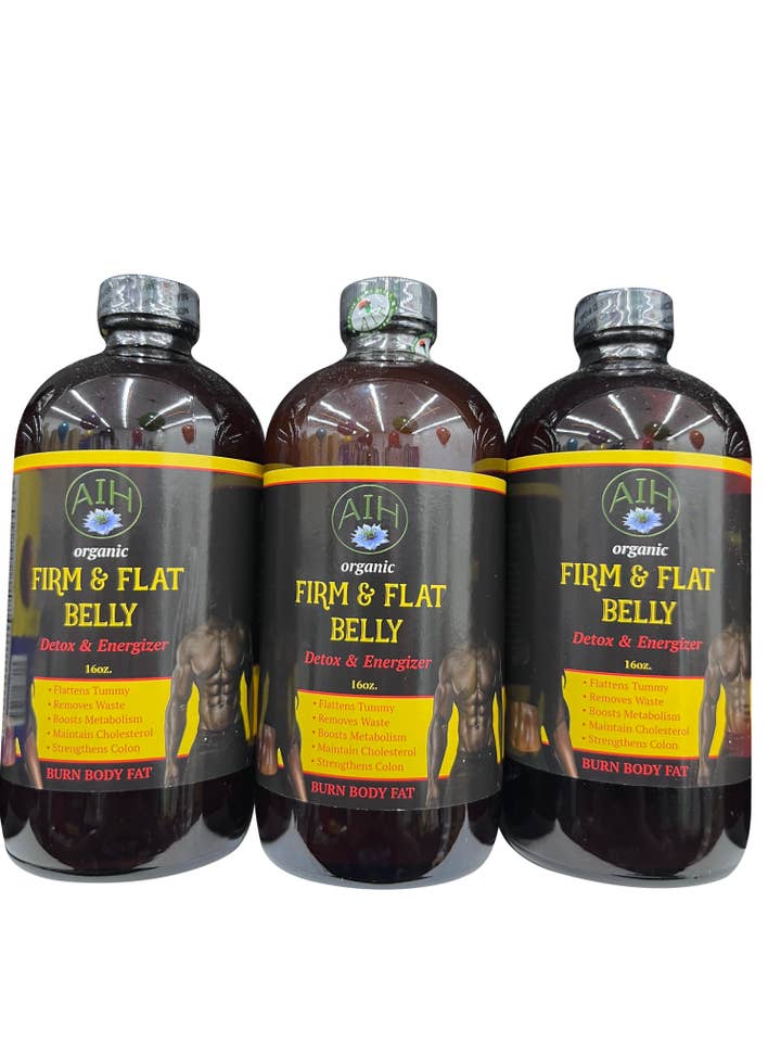 Firm & Flat Belly Pure Natural Organic 16 oz Bottle for wholesale by AfroCosmetics & Culture