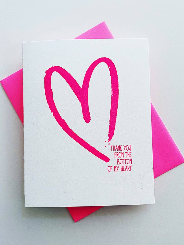 Thank You From The Bottom Of My Heart greeting card for wholesale by Richie Designs