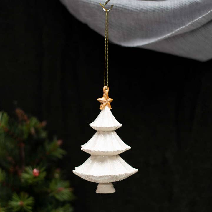 The Royal Standard - Wholesale Ornament - Spokane Tree Ornament White/Gold 5"