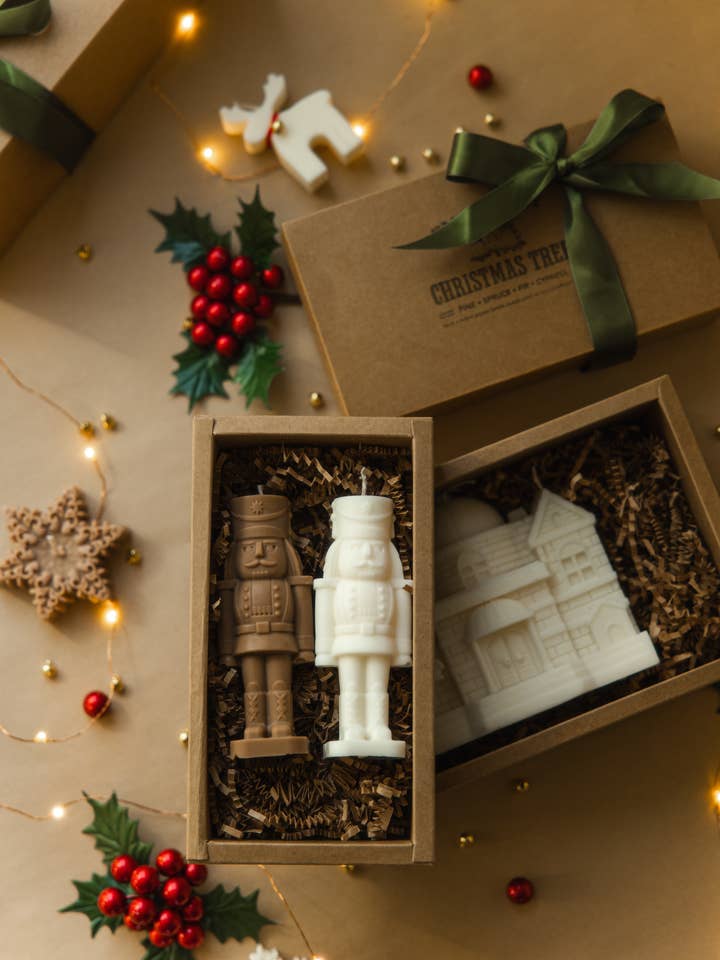 Nutcracker candle gift box for wholesale by Verba Candle Co
