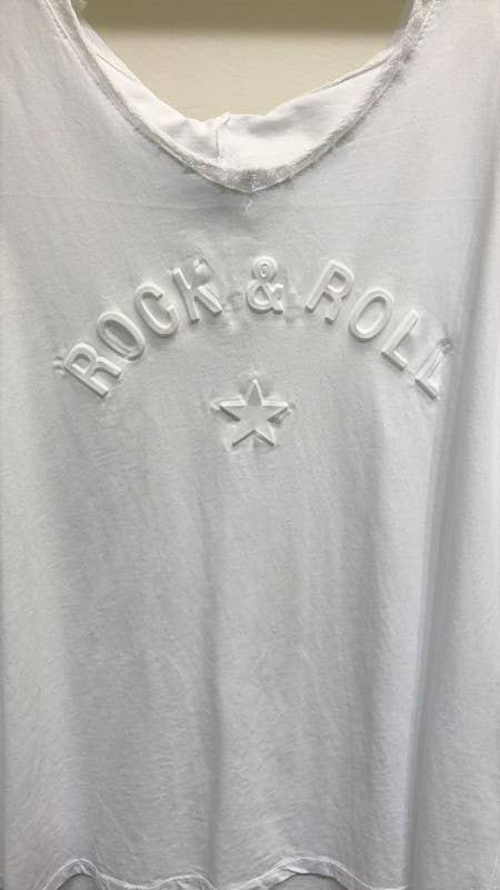 VENTI6 - Wholesale T-Shirt - Women's - EMBOSSED FRINGE NECKLINE SHORT SLEEVE TOP (Z760B-ROCK&ROLL)3