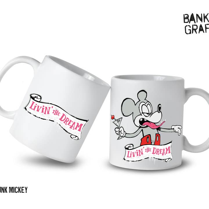 Banksy Ceramic Mug 325ml - Mickey Living the Dream for wholesale by URBAN.ITY SRL