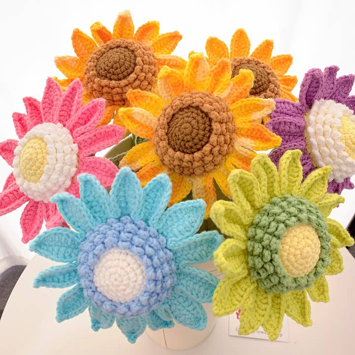 Lilyrosy(Duty free) - Wholesale Kunstbloemen - Handgemaakte gehaakte zonnebloemen cadeaus, vakantiecadeaus, woondecoratie10