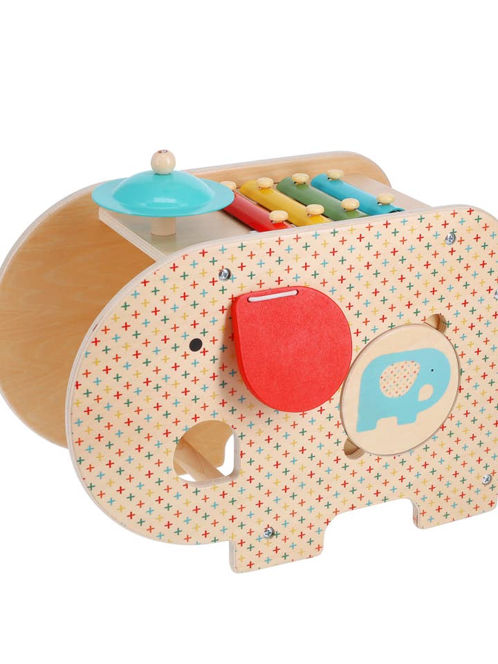 Wooden 5-in-1 Elephant Music Toy for wholesale by Chronicle Books