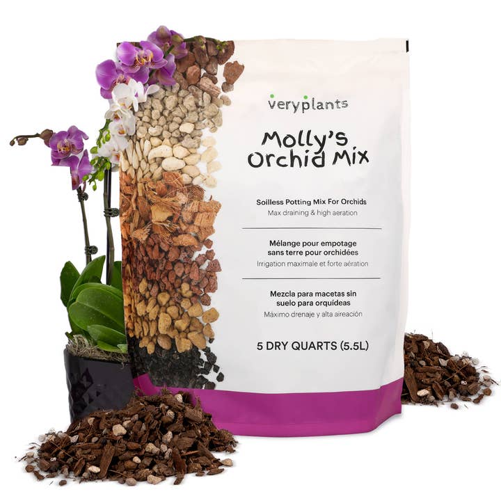 Molly's Orchid Mix - Premium Soilless Potting Mix - 5 Quarts for wholesale by Veryplants Inc