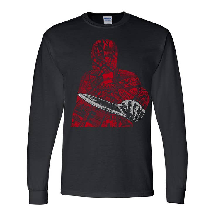 Publicité de film Slasher des années 80 à manches longues pour la vente par Inked Up Merch
