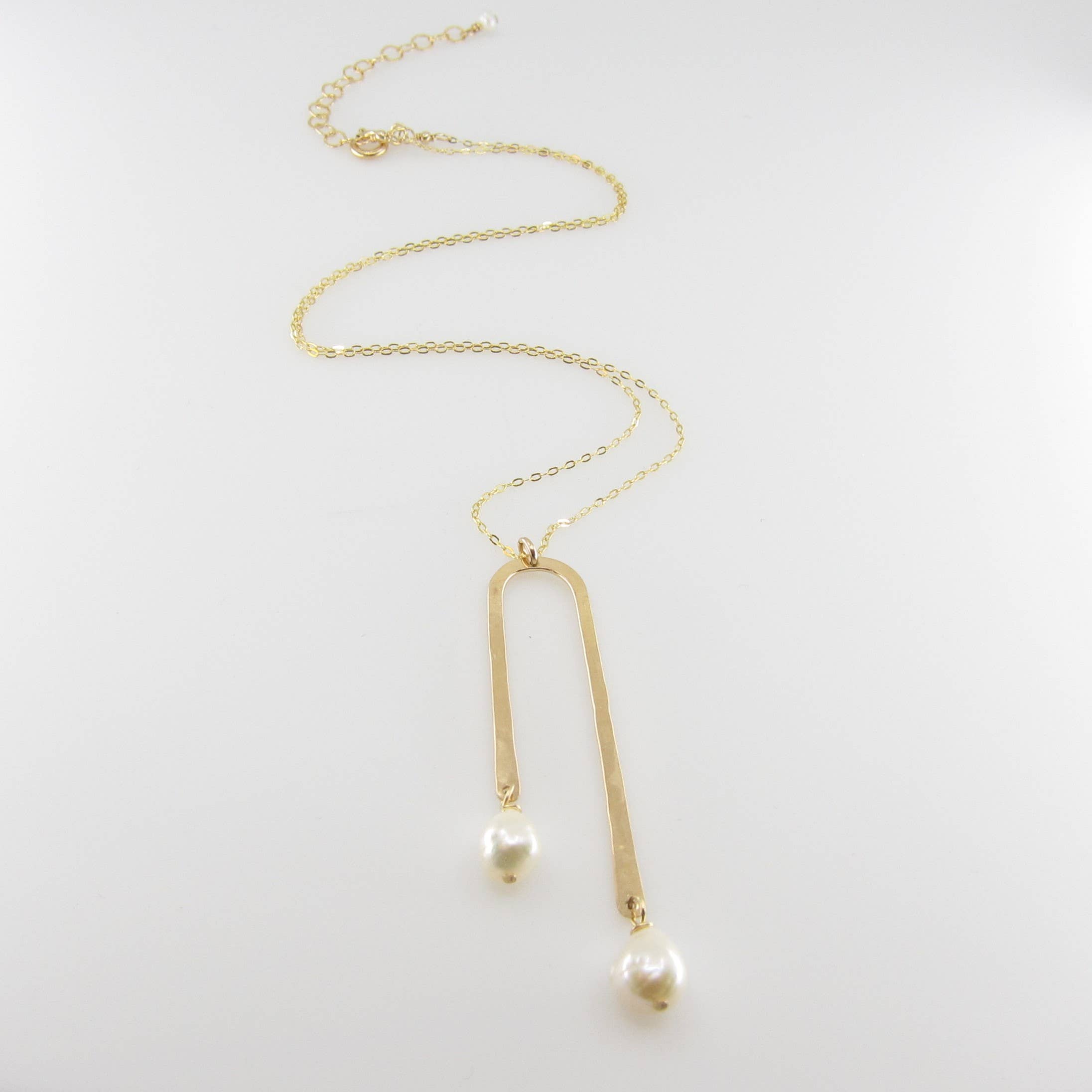 J. Mills Studio - Wholesale Pendant/Charm Necklace - Asymmetrical Arch Necklace with Baby Baroque Pearl Drops4