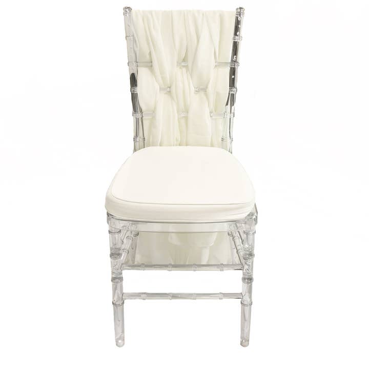 YOUR CHAIR COVERS - Wholesale Chair/Sofa Slipcover - 5 Pack 6 Ft Chiffon Chiavari Chair Sashes Ivory