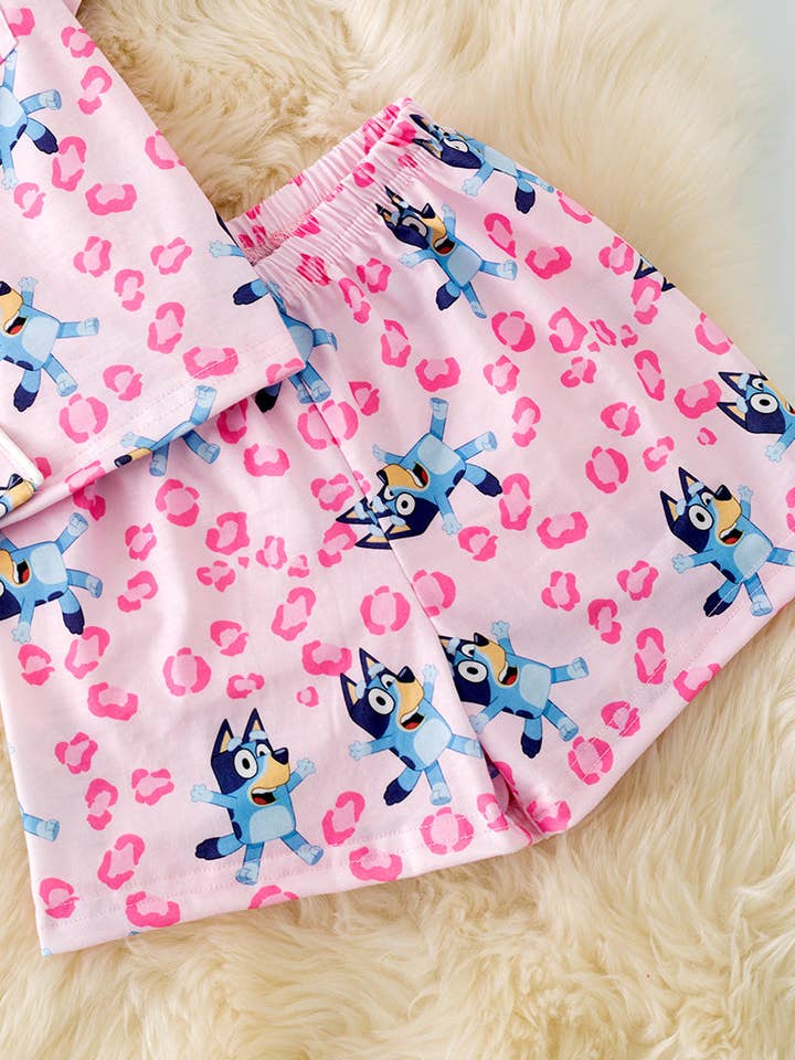 Kids Charm Online - Wholesale Sleepwear Set - Kids - Blu*y button up printed girls pajamas. PJG50132 JEAN1