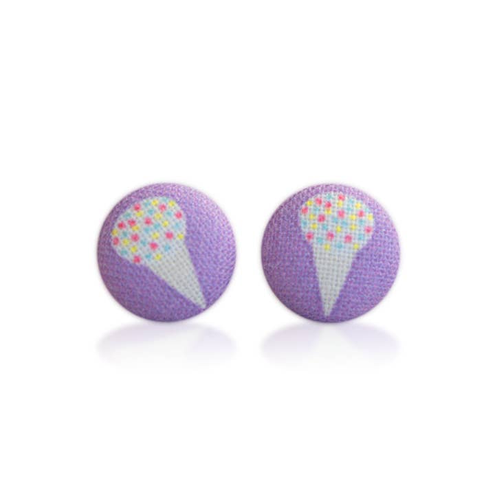 Rachel O's - Wholesale Stud/Post Earrings - Ice Cream Cone Fabric Button Earrings