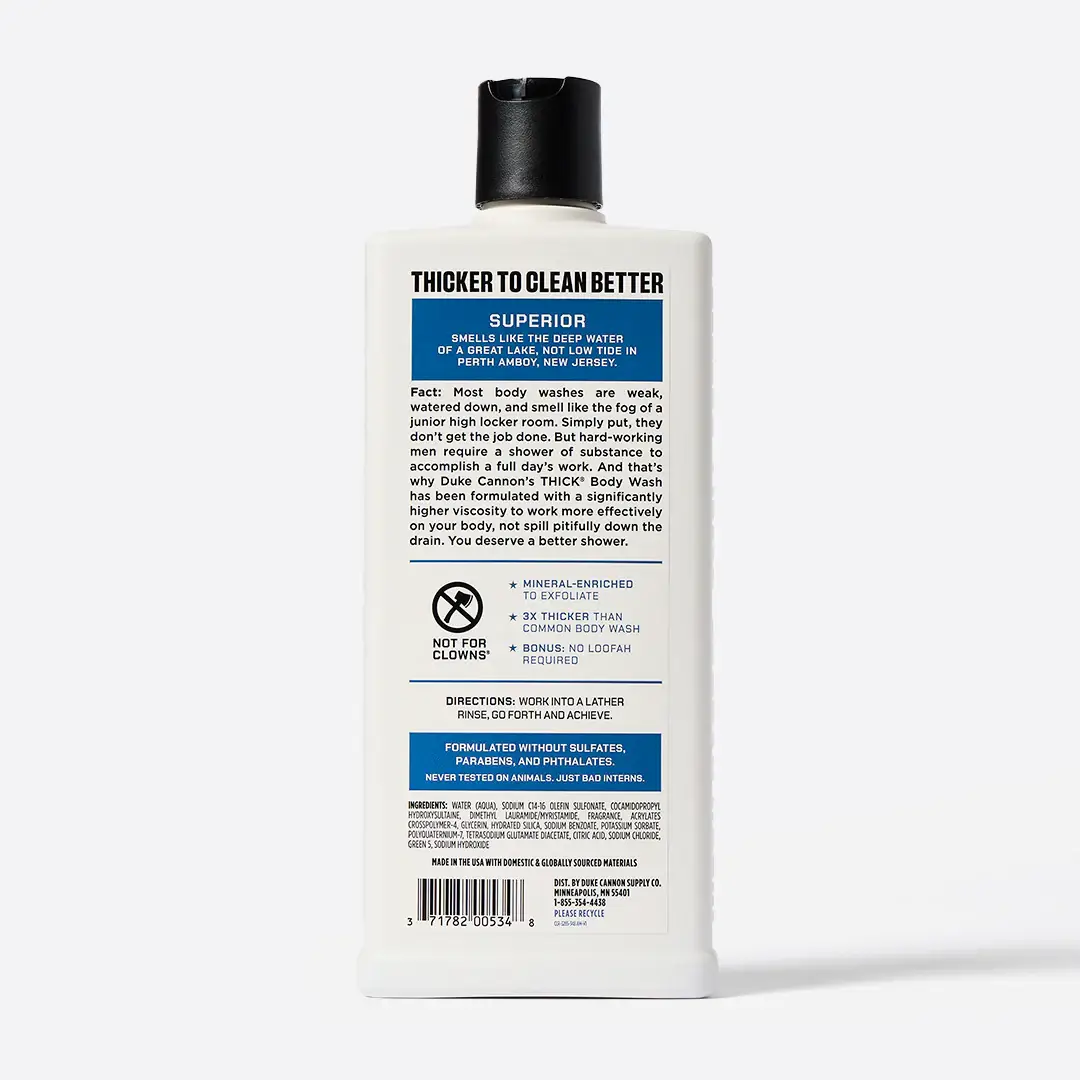 Duke Cannon - Venta al por mayor Gel de ducha/baño - Gel de Ducha THICK Superior 18oz1
