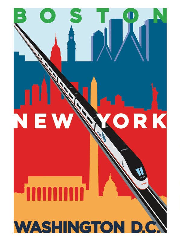 Acela (Boston-NY-DC) Print for wholesale by TransitGifts.com