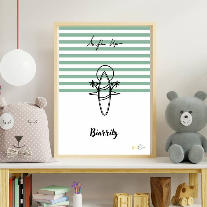 “Surf up” poster illustration for wholesale by Joli Citron