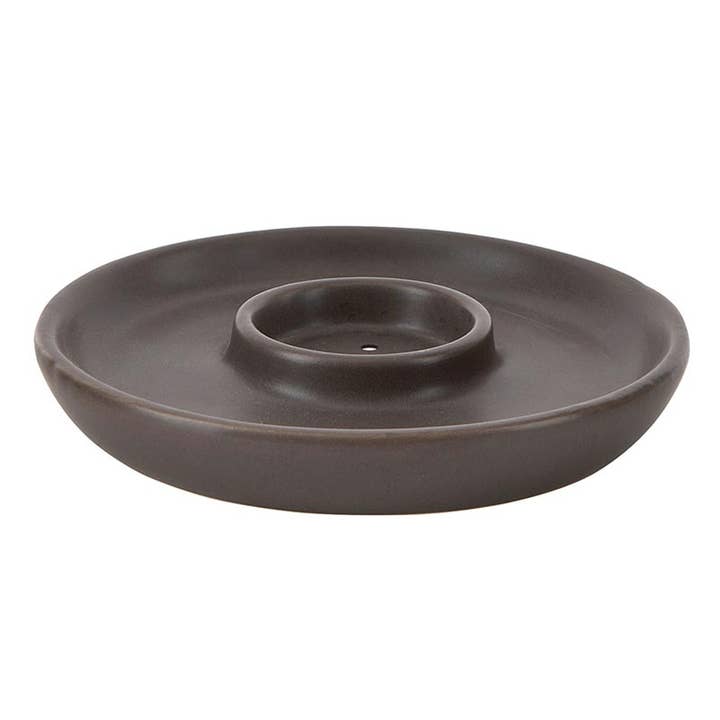 Porte-encens et bougeoir duo en céramique marron pour la vente par 47th & Main (Creative Brands)