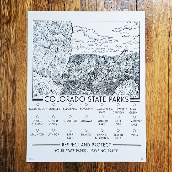 Colorado State Parks - Hand-pulled Screen Print for wholesale by BC Print Media
